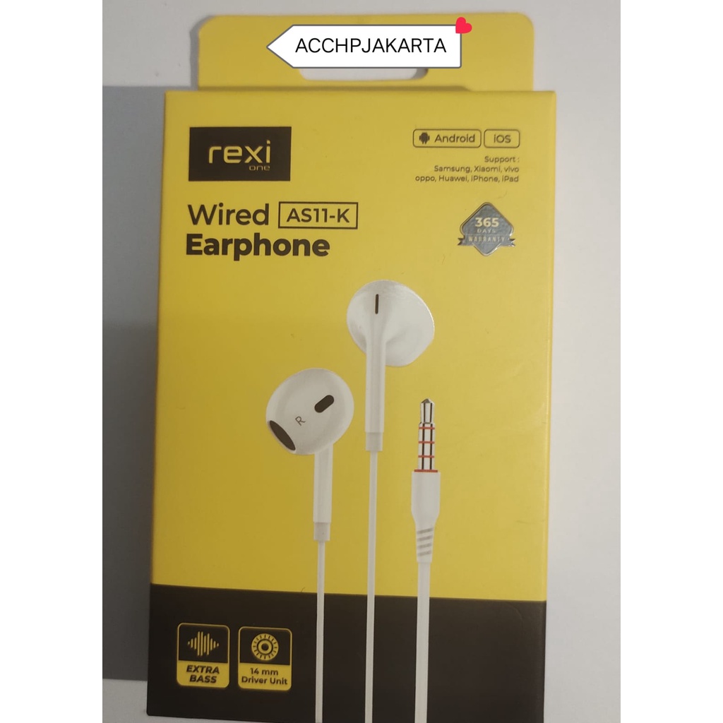 Hansfree Rexi AS11-K Wired Earphone Extra Bass 14mm Henset Rexi AS11K NEW REXI HANSFREE