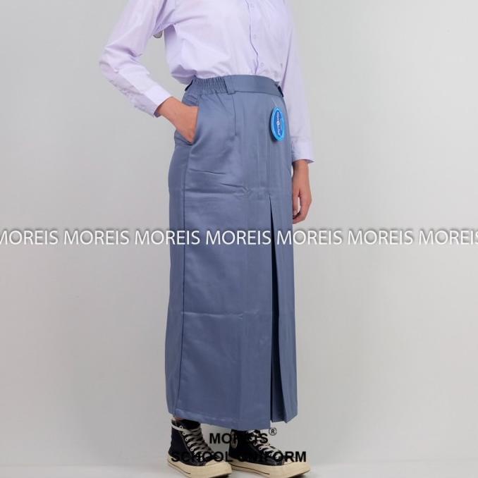 Rok Span Panjang Abu SMA Bahan Elemen