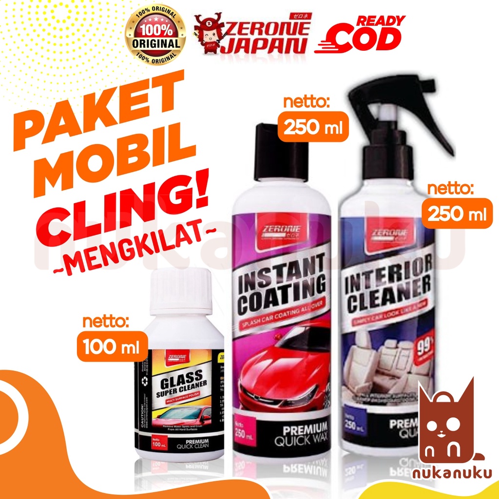 New NUKANUKU - Coating Mobil Paket Zerone Japan Glass Super Cleaner / Interior Cleaner / Instant New
