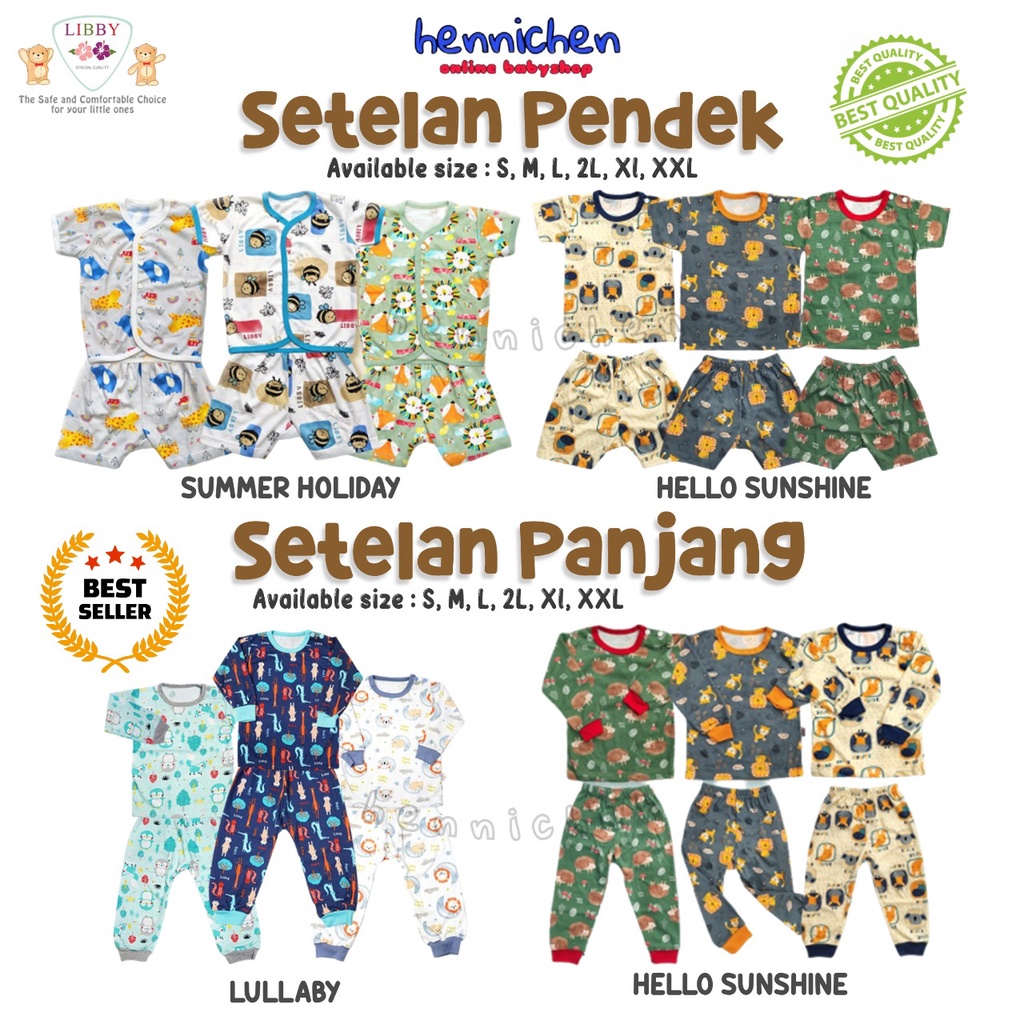 PROMO MURAH LIBBY Setelan PENDEK SETELAN PANJANG Piyama Baju Bayi Libby NB, 3-6,S,M,L, 2L,XL, XXL Pakaian Bayi Libby MASTER