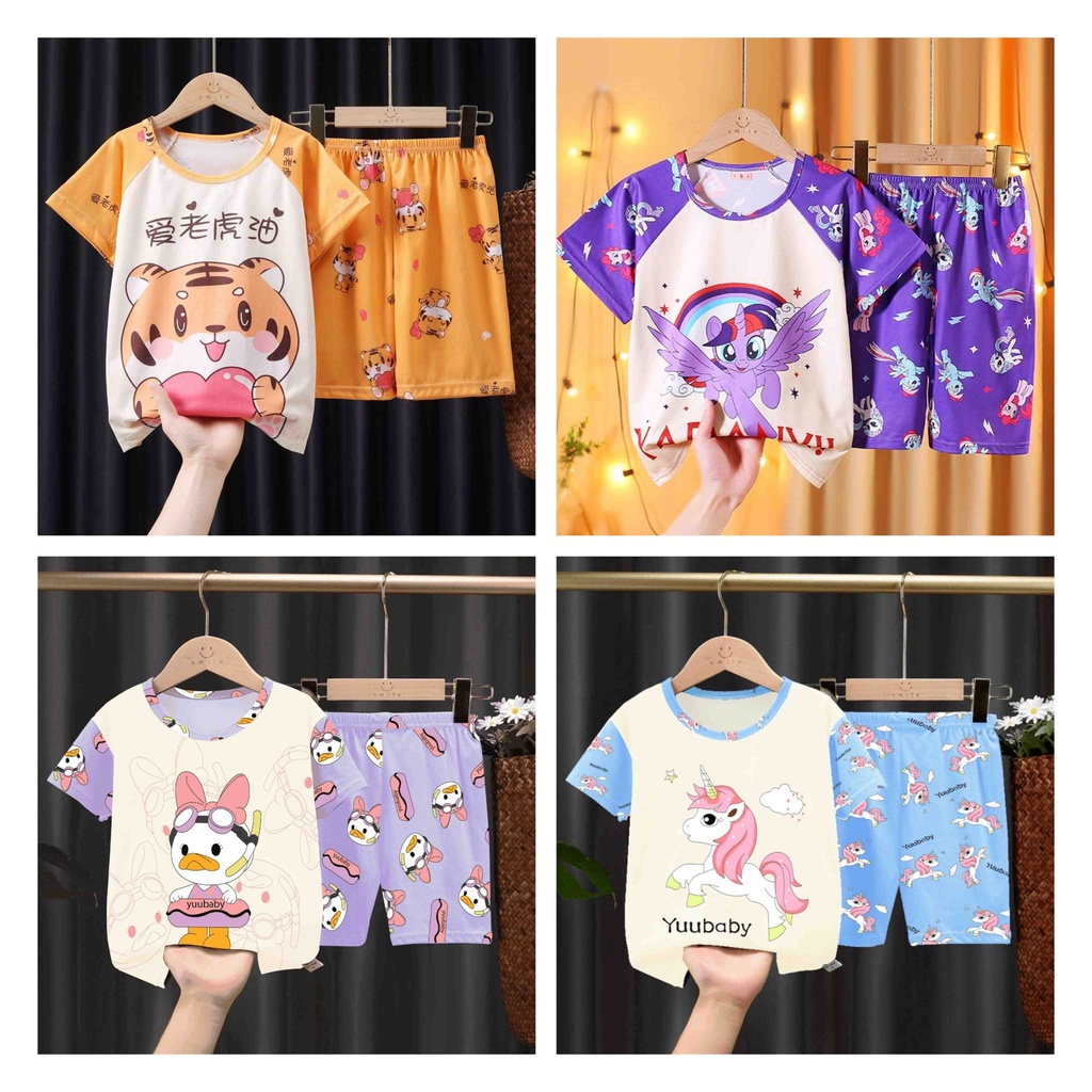 Setelan Baju Anak Perempuan Usia 2-3 Tahun Motif Karakter Lucu
