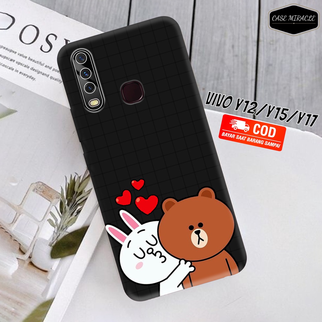 CM Case VIVO Y12 Y15 Y17 Y12i Y11  Softcase Lentur Warna Hitam Macaron Protector Lensa Kamera Kaca  