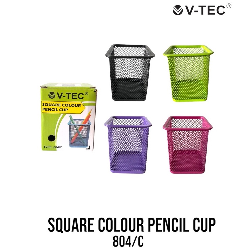 

Tempat Pensil Pulpen Pen stand V-TEC-804 Pencil Cup Kotak Warna Desk Set Square Organizer Satuan