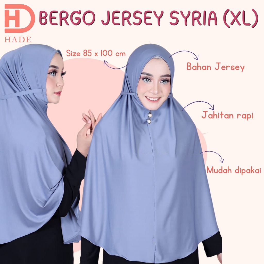 Hijab Bergo Jersey Syria ( XL ) / Bergo Maryam Jersey Jumbo Pet Tali