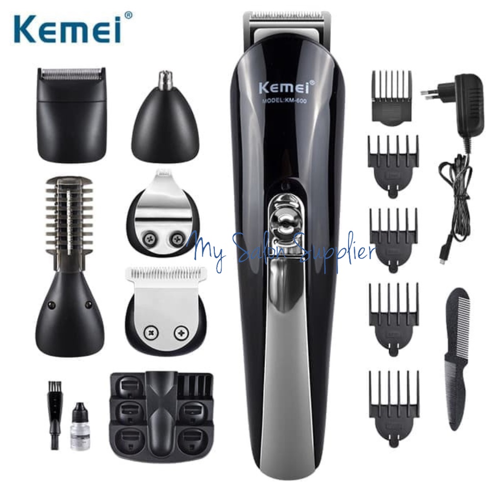 Alat Cukur Kemei KM-600 Rechargable 6 in 1 Hair Trimmer Beard Shaver Razor