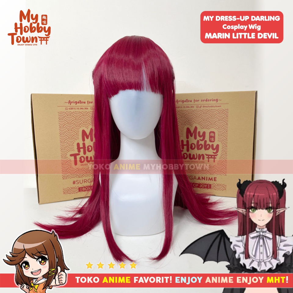 Wig Cosplay Anime My Dress Up Darling : Marin Kitagawa Succubus Rizu Kyun Rambut Palsu