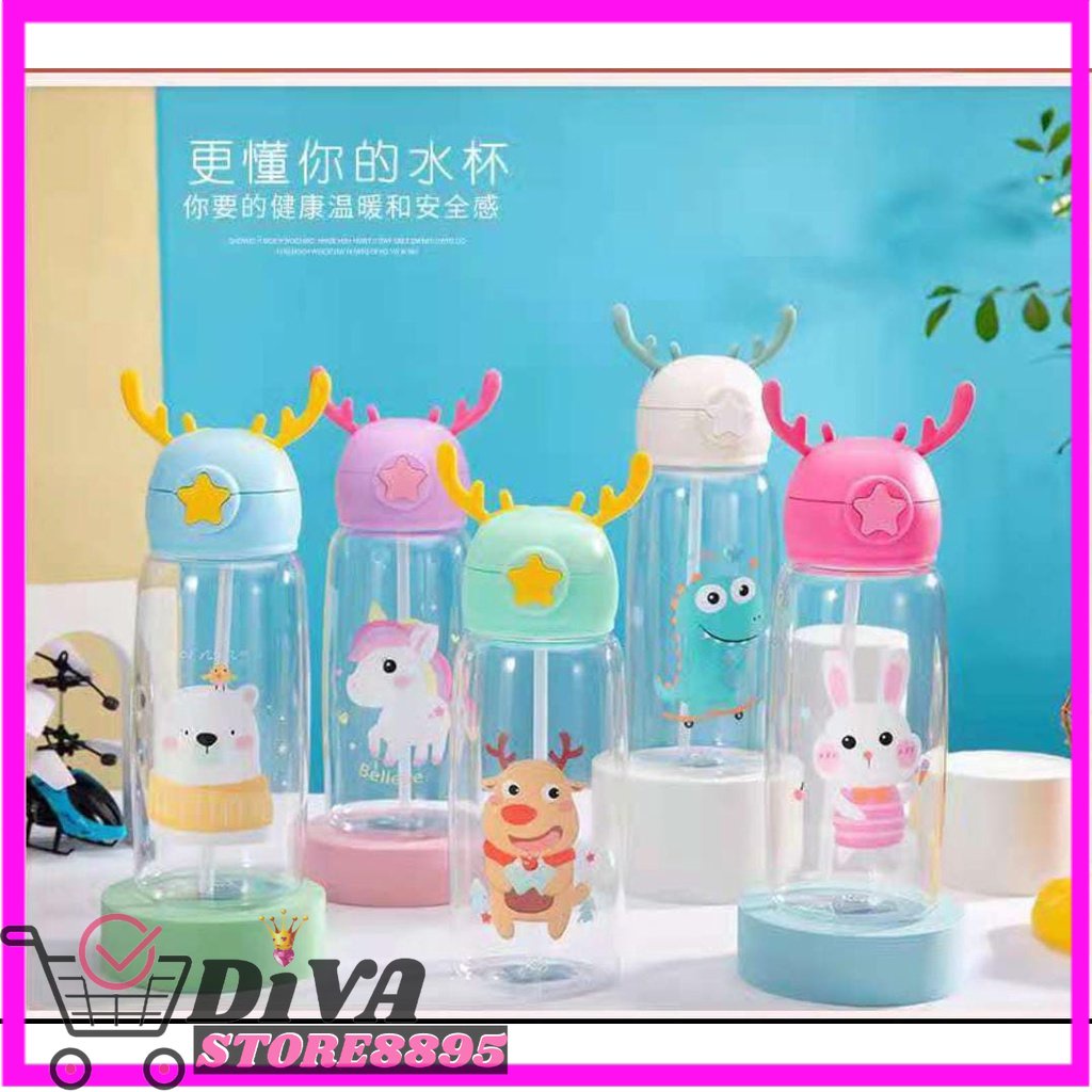 BOTOL MINUM VIRAL RUSA TALI / Botol Minum  SEDOTAN Anak / 700ML Tanduk Rusa NEW Cute Imoet / Botol BPA Free DIVA STORE