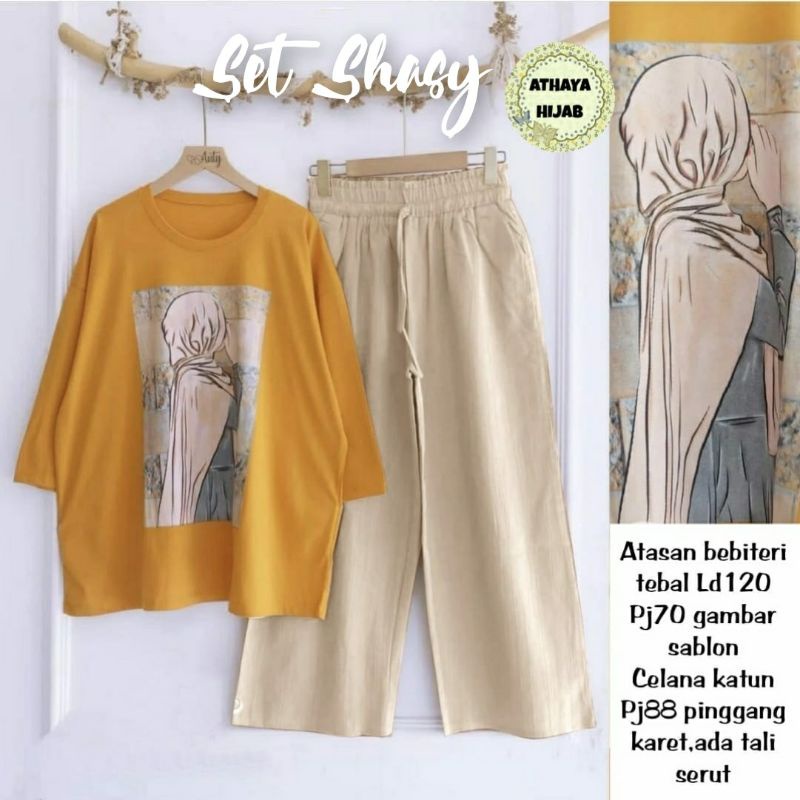 Setelan Wanita Jumbo Shasy Set Babyterry LD 120 One Set Wanita Kulot Terbaru Kekinian By Athaya Hija