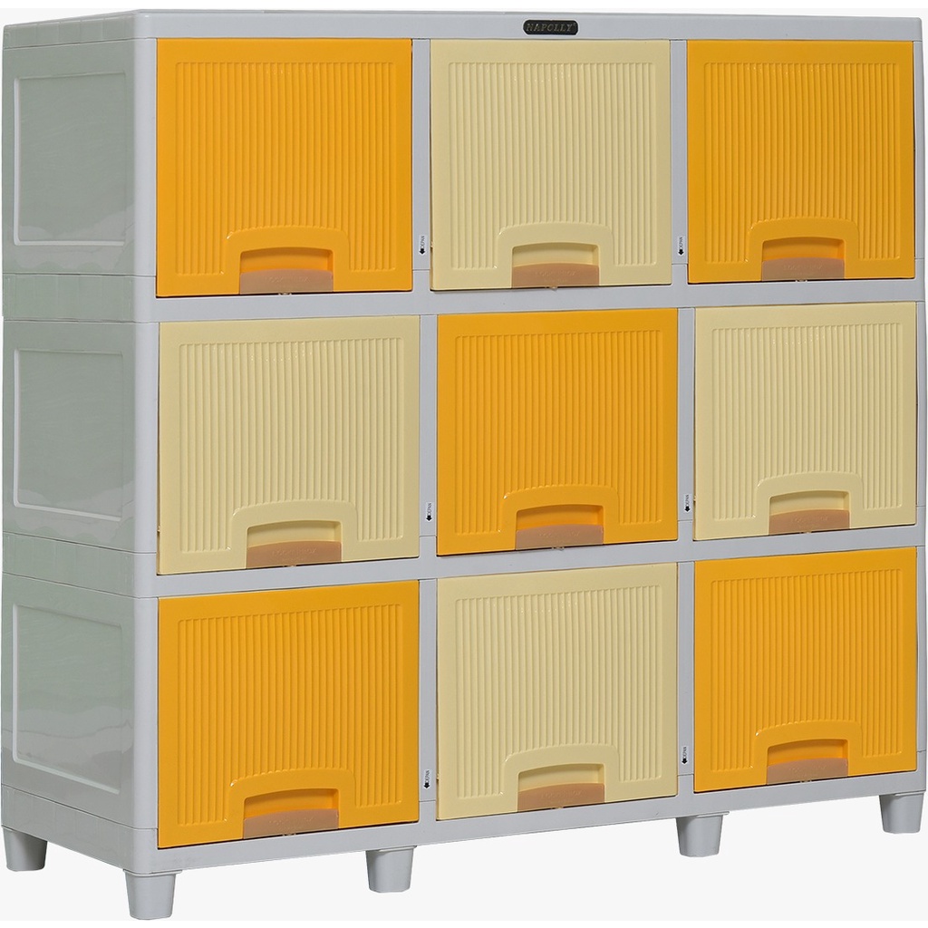 Lemari Plastik Flip  Pintu Sliding Napolly Triple 9 Pintu Susun 3 Locker Box Napolly