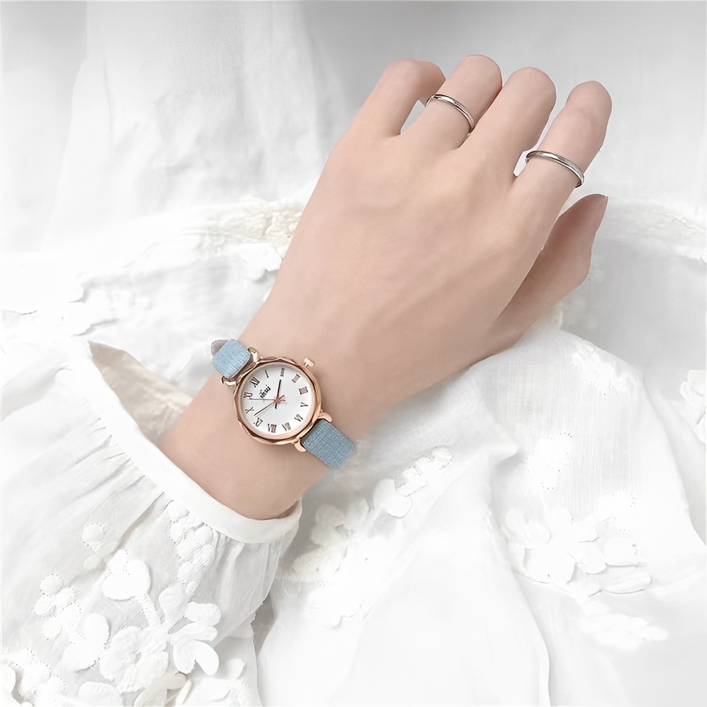 ✅ COD KUMA Jam Tangan Wanita Jhui Harajuku Motif Kelinci Analog Quartz Strap Pu