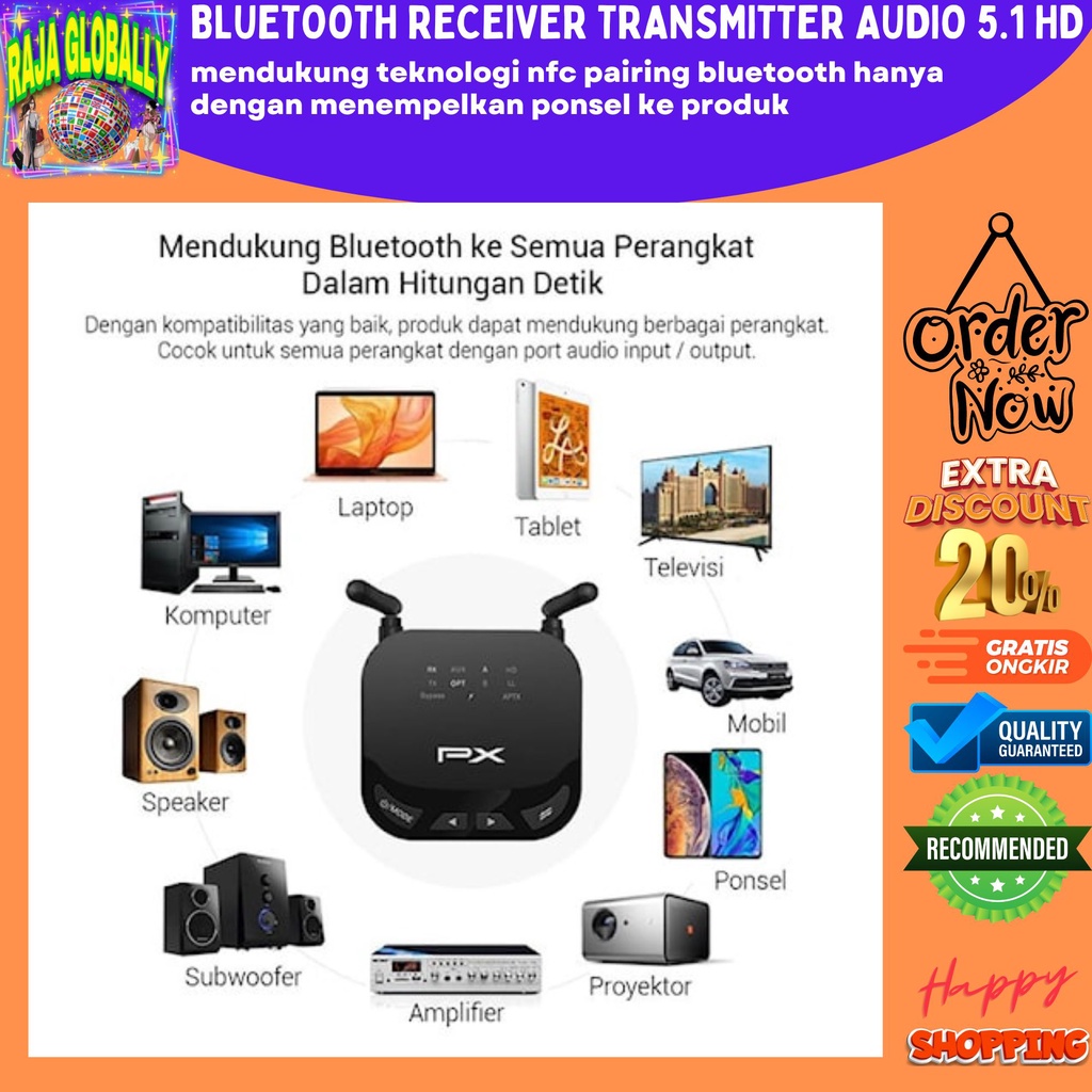 BLUETOOTH RECEIVER TRANSMITTER AUDIO 5.1 HD STEREO 2IN1 PX BRX-3 BLUETOOTH AUDIO RECEIVER MOBIL BLUETOOTH TRANSMITTER RC AUDIO
