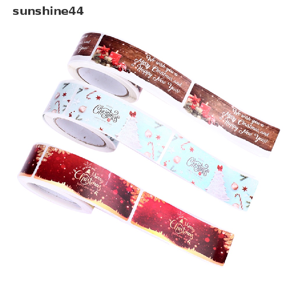 Sunshine 120Pcs/Roll 2.5x7.5cm Merry Christmas Stiker Hadiah Liburan Label Decals.