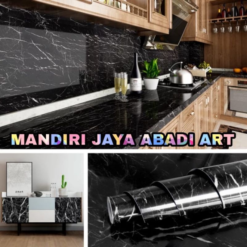 Stiker Marmer Marble Glossy Tebal Pelapis Lemari Meja Kayu Kaca Kulkas Pintu Kamar