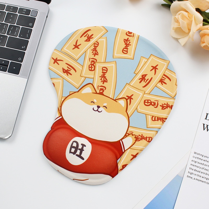 Lovely Shape Mouse Pad Wrist Support Silica Gel Filling Mouse Pad Kain Sutra Susu Mousepad Dengan Penyangga Pergelangan Tangan