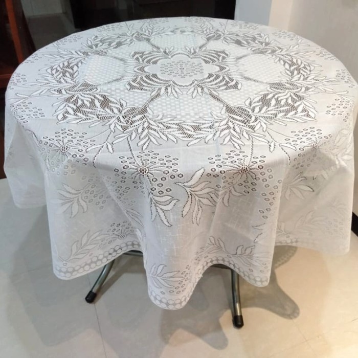 /////] Taplak Meja Bundar Putih 160 cm - Taplak Meja Bulat Putih Polos
