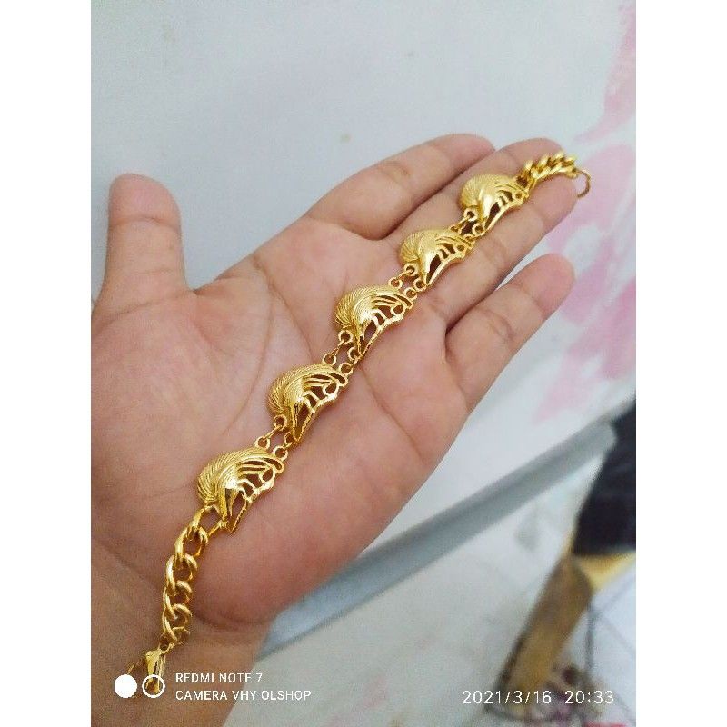 PROMO GELANG TANGAN TITANIUM MOTIF CENDRAWASIH WARNA EMAS