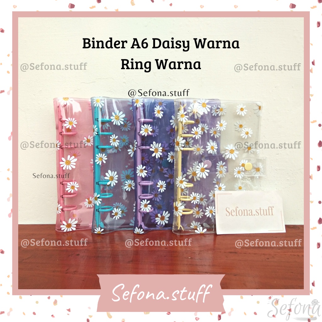 

[A5 & A6] Cover Binder Motif Bunga Daisy 6 Ring Shinking Funds A5 & A6 Aesthetic Binder Transparan 6 Ring Unik Cantik Lucu