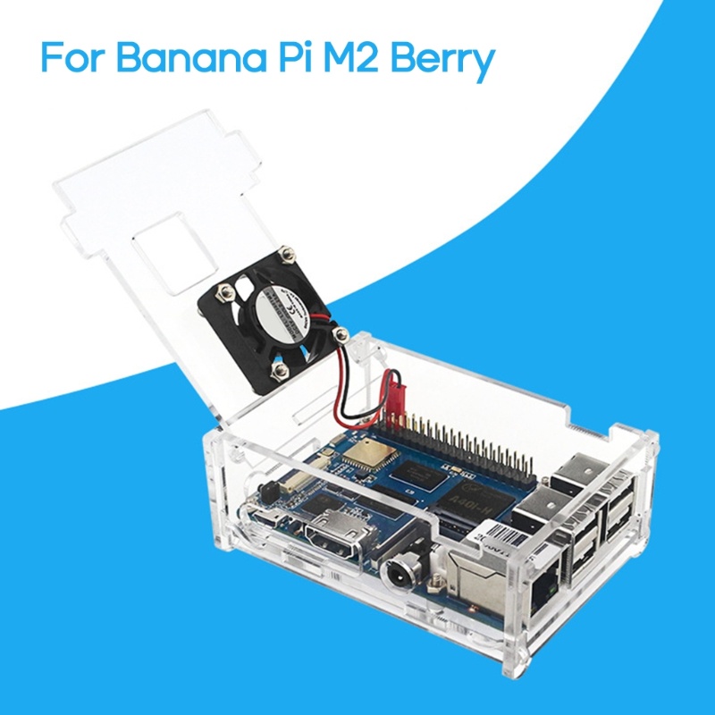 Zzz Acrylic for Case for Banana Pi M2 Berry Board with Quiet Cooling Fan Transparan Bening Pendingin Untuk Case Quiet