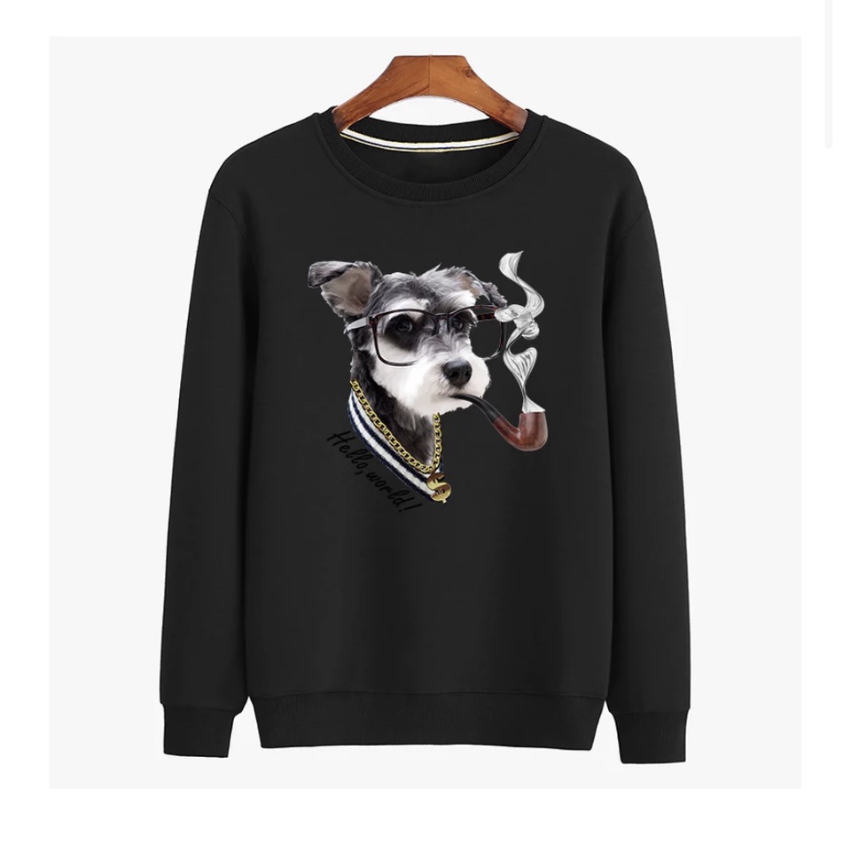 Anak HELLO WORD THE DOG Sweater Basic  Untuk Anak Laki laki &amp; Perempuan Bahan Fleece II Sz M-Xl (Usia 2-10 th )