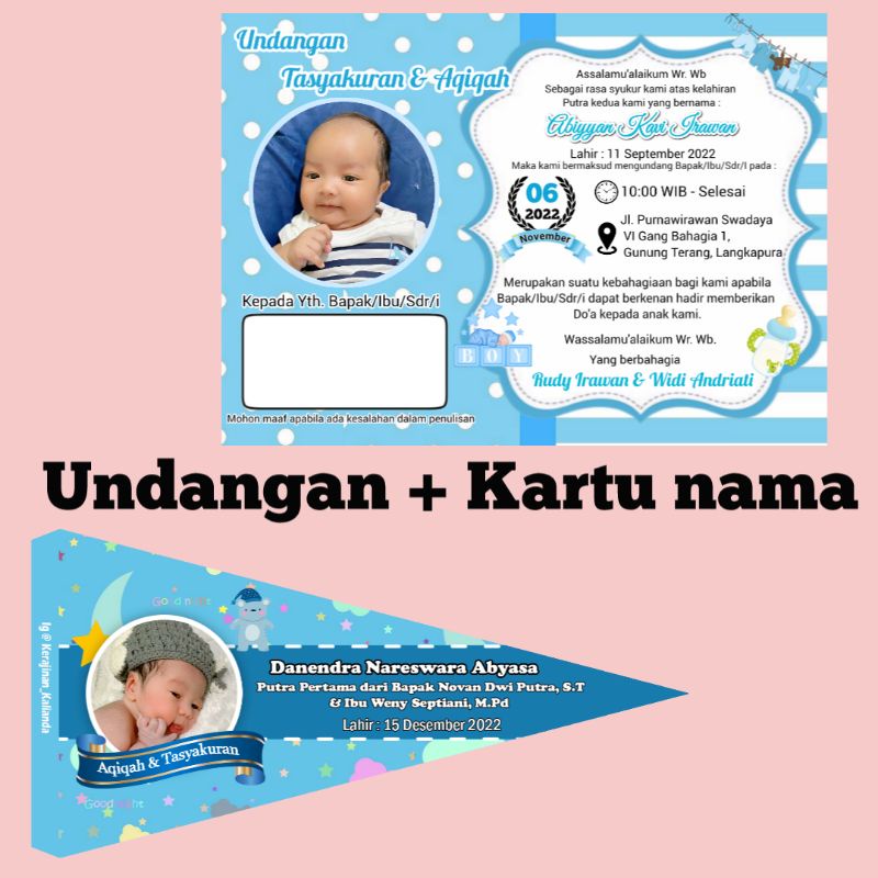 undangan aqiqah + kartu nama aqiqah
