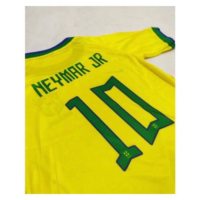 JERSEY BOLA KIDS BRAZIL HOME PIALA DUNIA WORLD CUP QATAR 2022 USIA 3-14 TAHUN