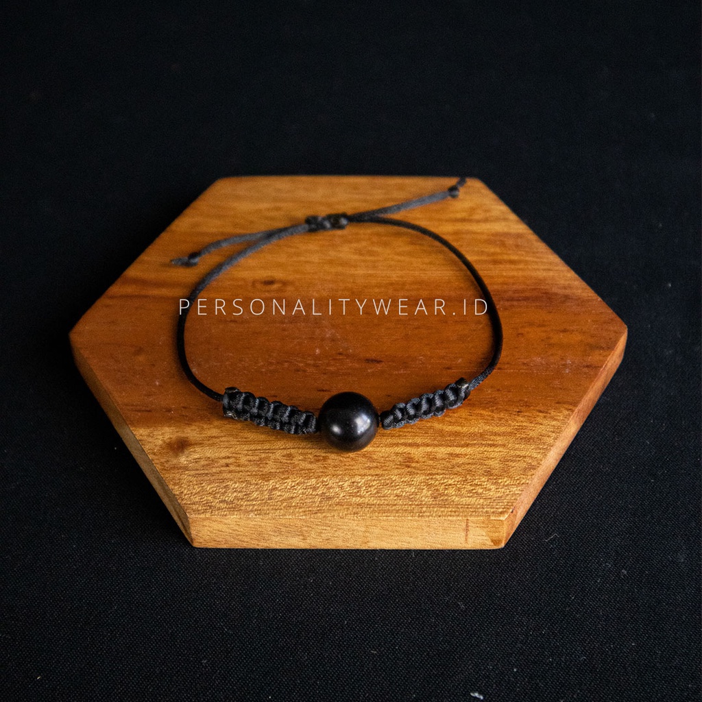 Gelang Tali Kepang Serut Simple Pria Wanita Kayu Kokka Kaukah Kaokah Koka ASLI Hitam Original