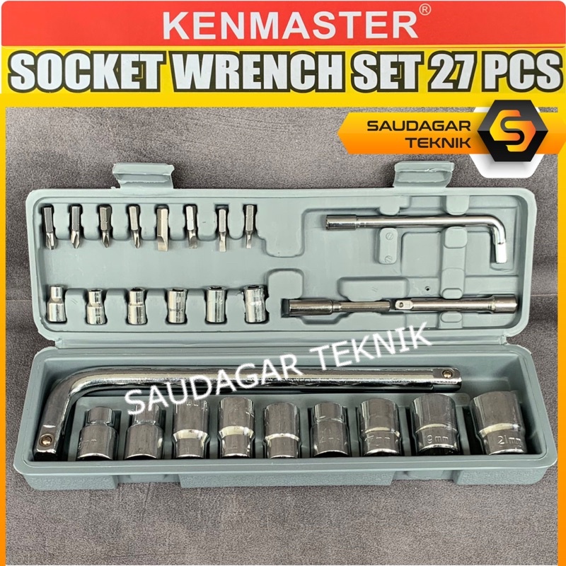 Kunci Sok Set Kenmaser 27 Pcs Kunci Sock Soket Socket Wrench Set