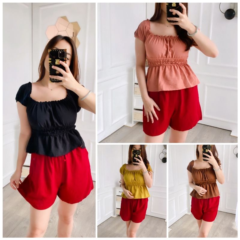 Atasan victoria top polos/kerut dada busui
