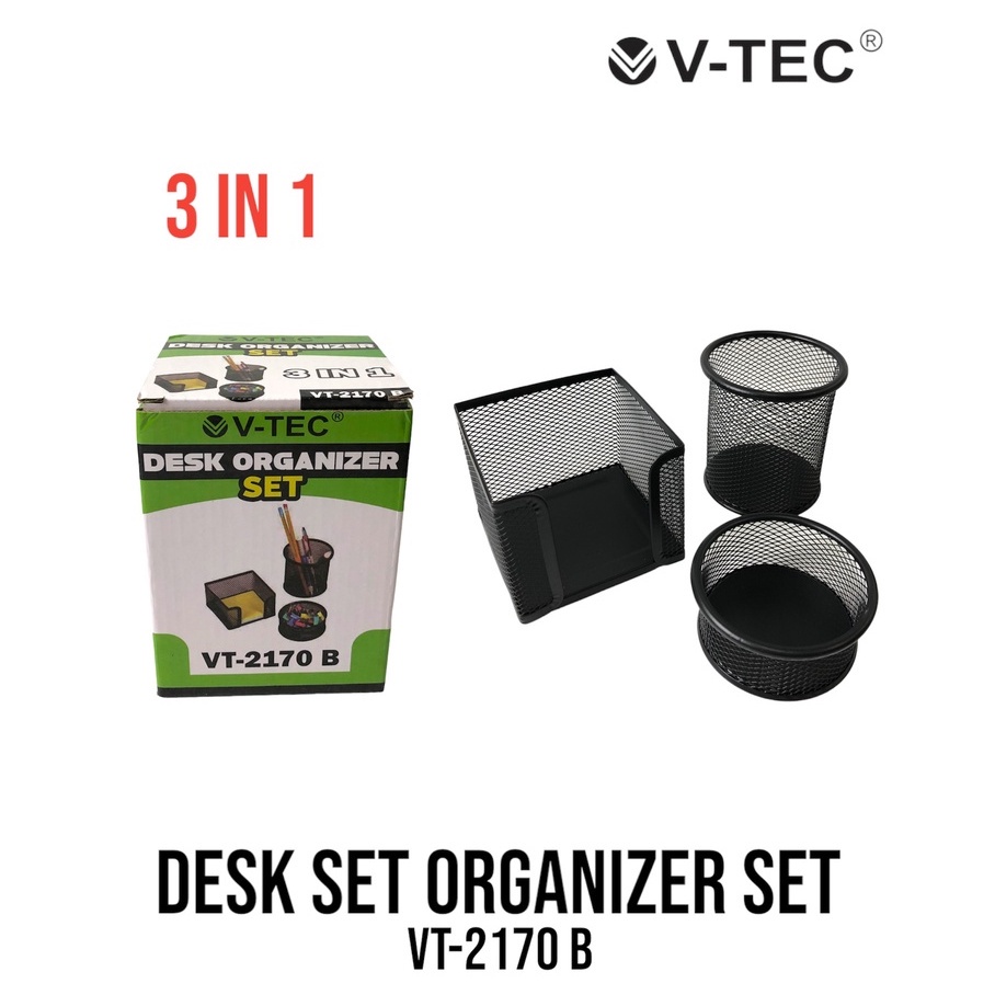 Desk Organizer Set 3 in 1 V-Tec VT-2170/B Memo Set Terdapat 3 Organizer
