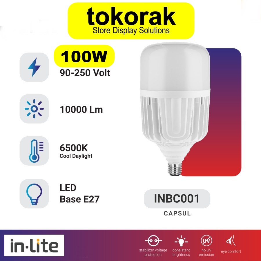 LAMPU LED KAPSUL 100W INLITE INBC001 100 W WATT IN LITE CAPSULE E40