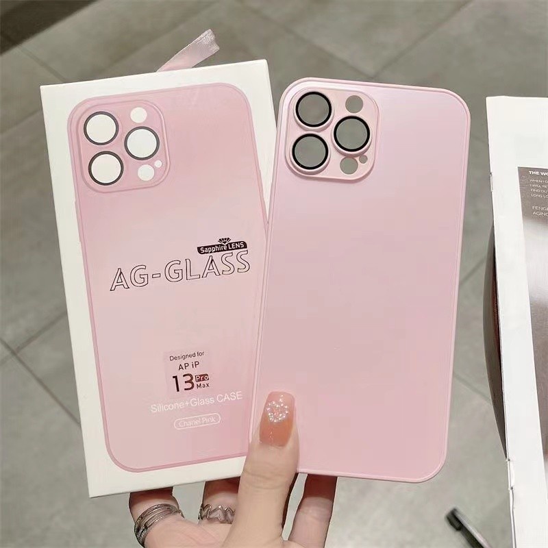 IPHONE Ag Casing Ponsel Kaca Buram Untuk Iphone14 13 12 11 Pro Max14 Plus Casing Keras Tahan Minyak Dan Sidik Jari Dengan Lensa Film Casing Pelindung