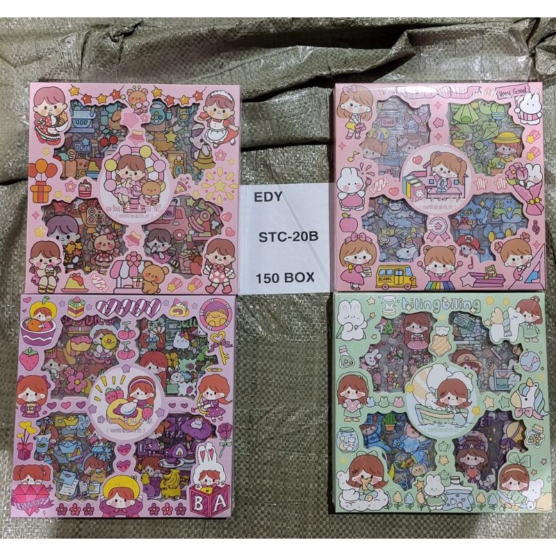 

100 Lembar Stiker Motif Kartun Korea Lucu Anti Air Dekorasi Handbook / Stiker Momo Kotak Isi 100