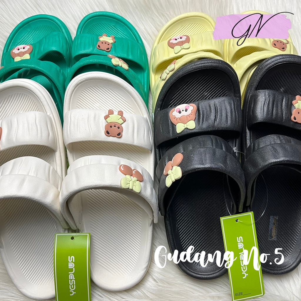 GN-7070  Sandal Selop Jelly Tali Dua Wanita Motif Cartoon Import Yesplus PCU