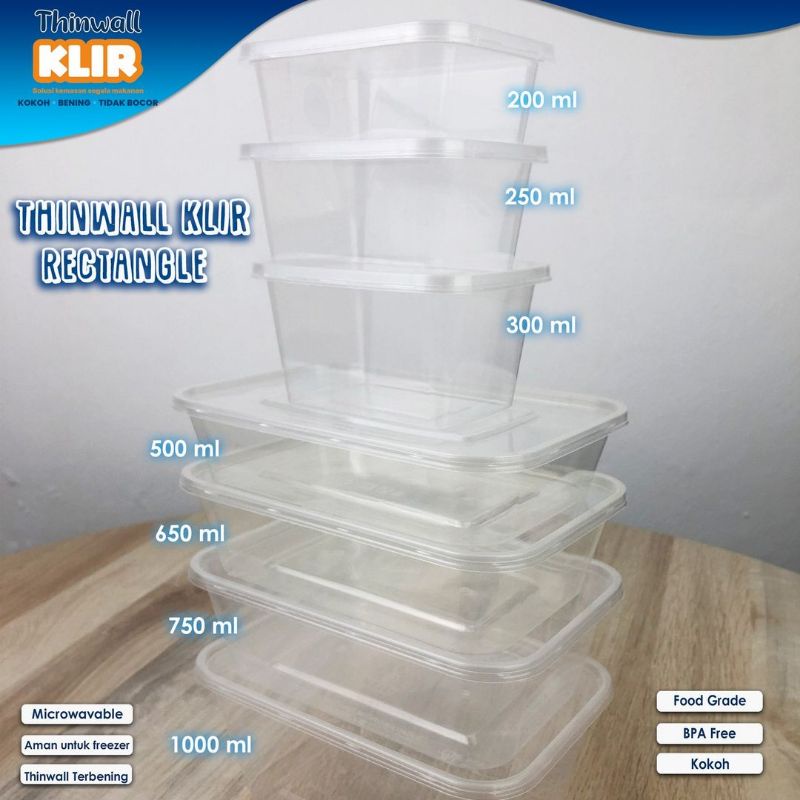 Thinwall Kotak Makan Box Makanan Plastik Bening 650ml (25 PCS)