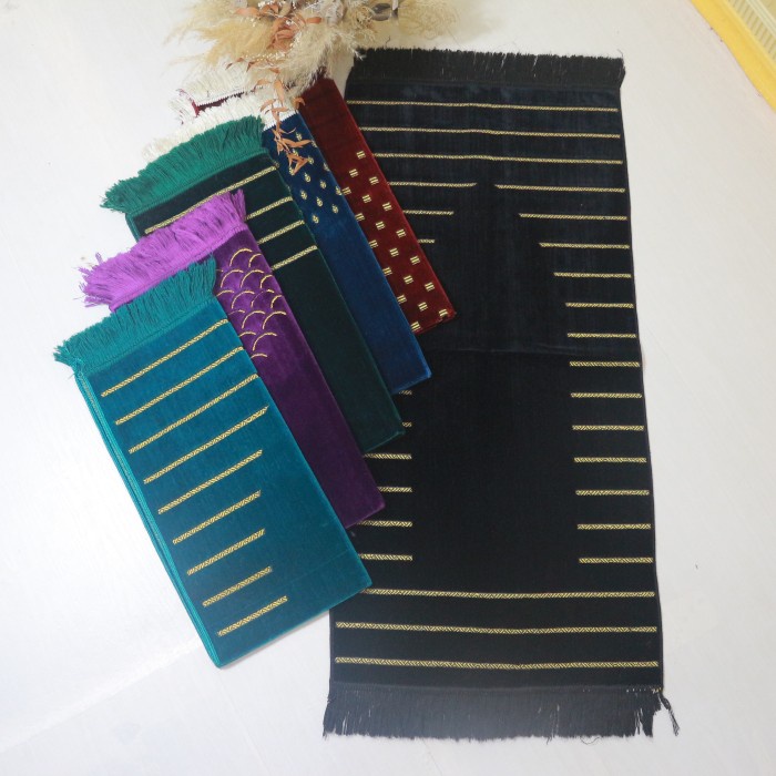 Sajadah sajadah turki polos sajadah tebal midi tanggung polos halus murah - Hitam(W4E3) Sajadah Wang