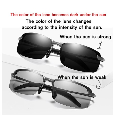 Kacamata Photochromic Polarized Anti Silau Siang Dan Malam  Sunglass Fotosensitif UV 400 Photochromic Polarized
