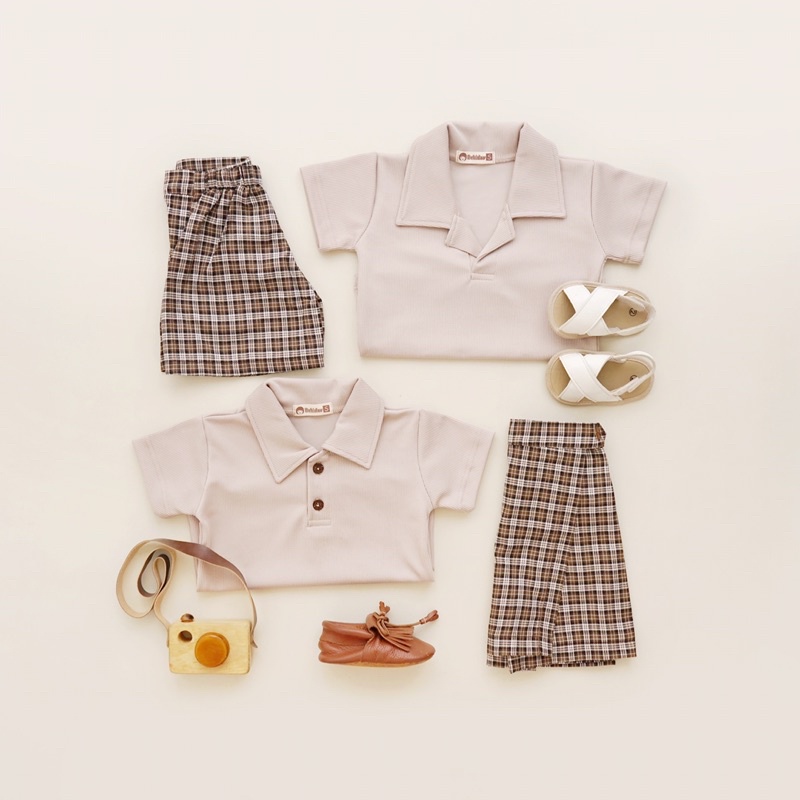 RACHIDKIDS / SETELAN COUPLE ANAK / TARTAN SKORT SET