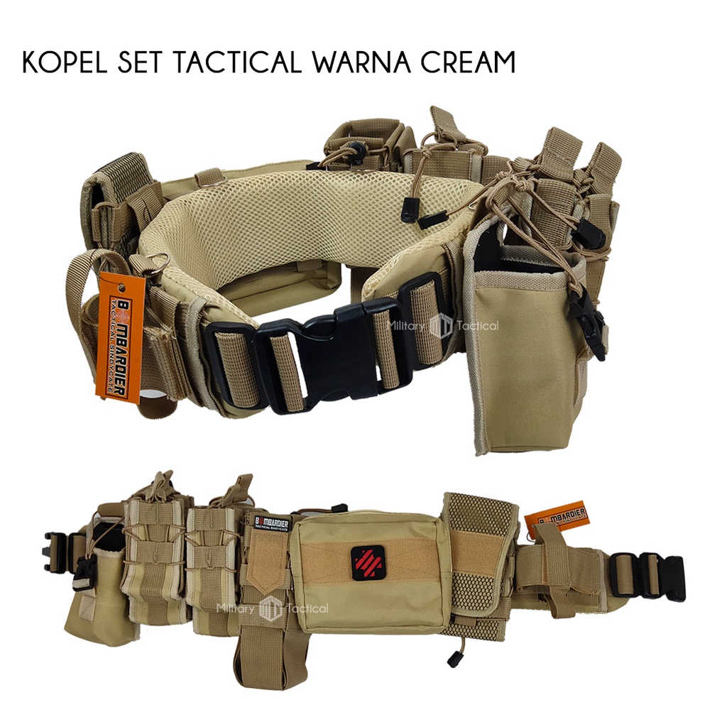 TERBARU Kopel Set Tactical Cream | Kopel Set Lengkap | Kopel Set Full Aksesoris | Kopel Set TNI | Kopelset Tactical | Warbelt | Kopel Serbu