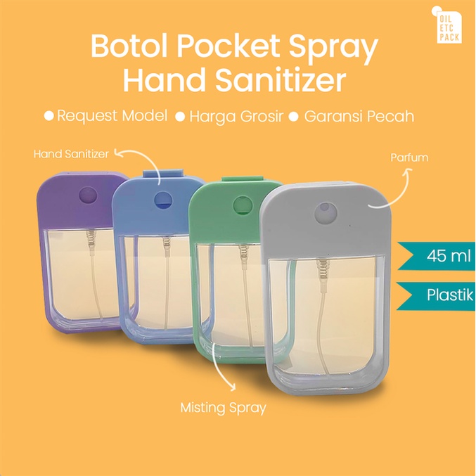 Jual Botol Pocket Spray Hand Sanitizer 45 ML / Wadah Kosong isi Ulang