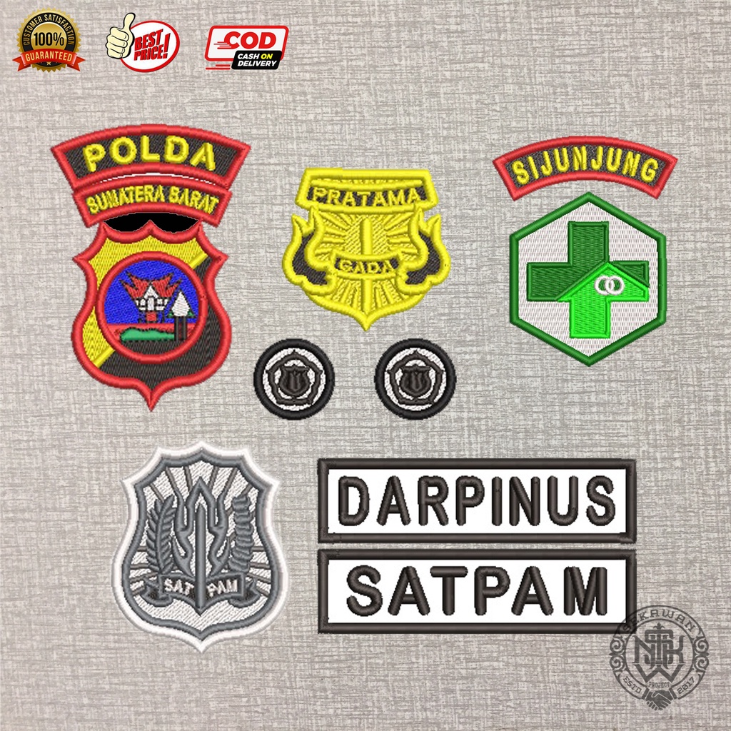 BORDIR TIMBUL ATRIBUT SATPAM PREMIUM / ATRIBUT SATPAM PREMIUM / BADGE SATPAM / LOGO SATPAM / SEKAWAN