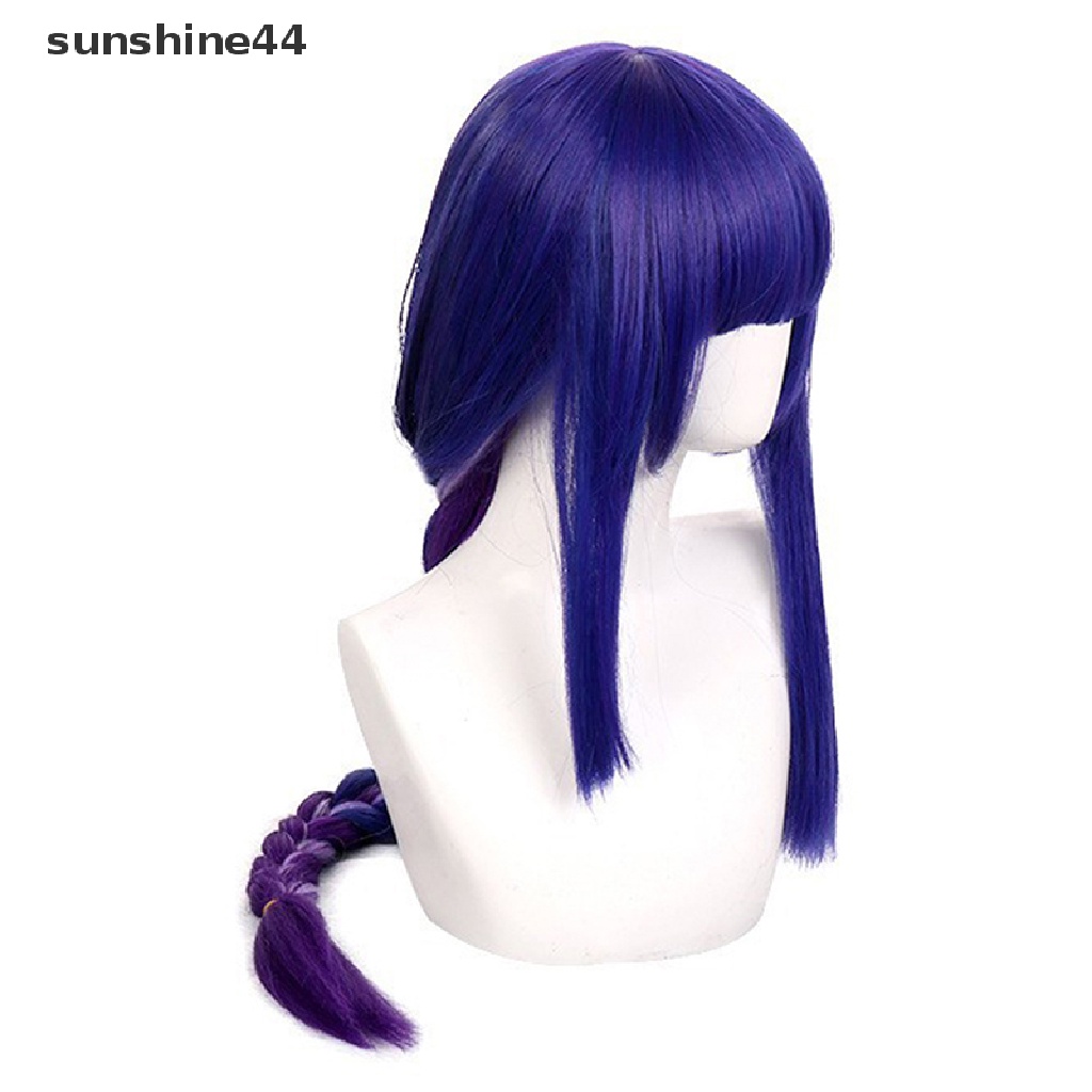 Sunshine Game Genshin Impact Raiden Sho Baal Wig Cosplay Rambut Palsu Pewarna Gradasi Panjang.