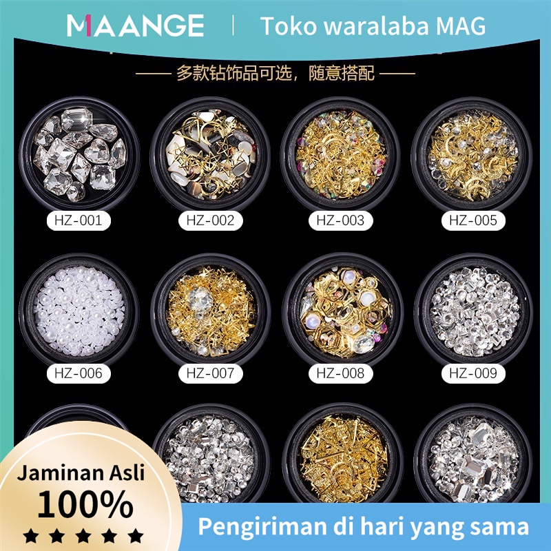 Alat Rias Premium MAANGE0373-Perhiasan Manikur Berlian Model Populer Cangkang Berlian Imitasi Super Kilat Mutiara Model