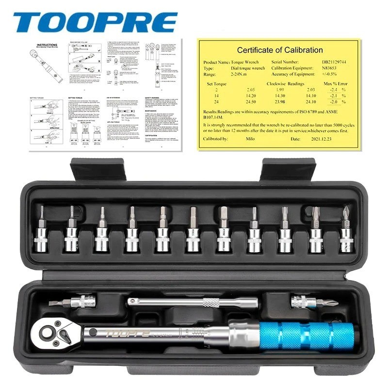 Toopre Kunci Torsi 2-14 Nm Sepeda Torque Wrench Toolset Konci Momen