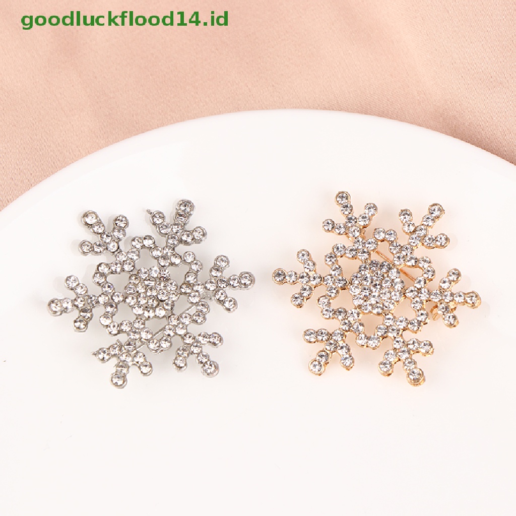 [GOOGFOUR] Berlian Imitasi Hias Snowflake Berbentuk Bros Alloy Brooch Aksesoris Perhiasan [TOP]