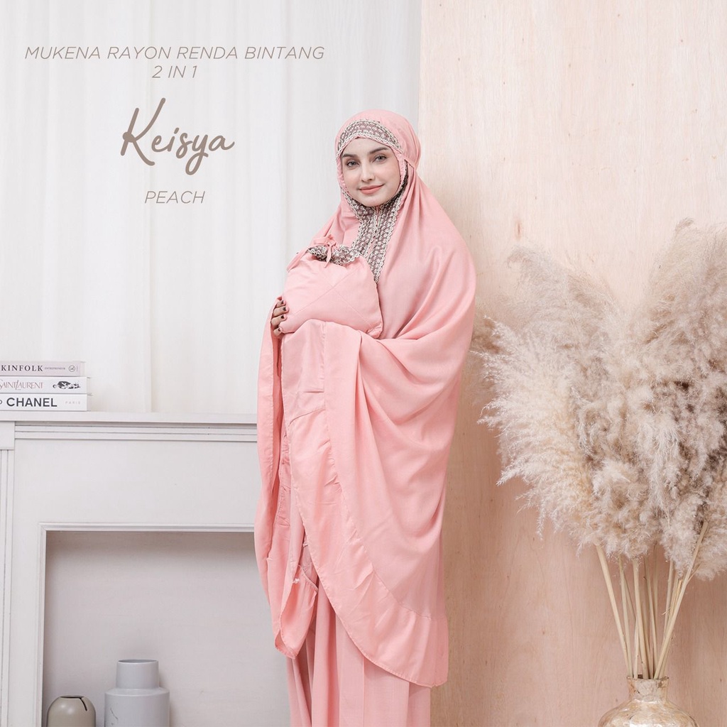 MUKENA BALI TASIK - MUKENA DEWASA JUMBO RAYON RENDA BINTANG 2 IN 1 KEISYA