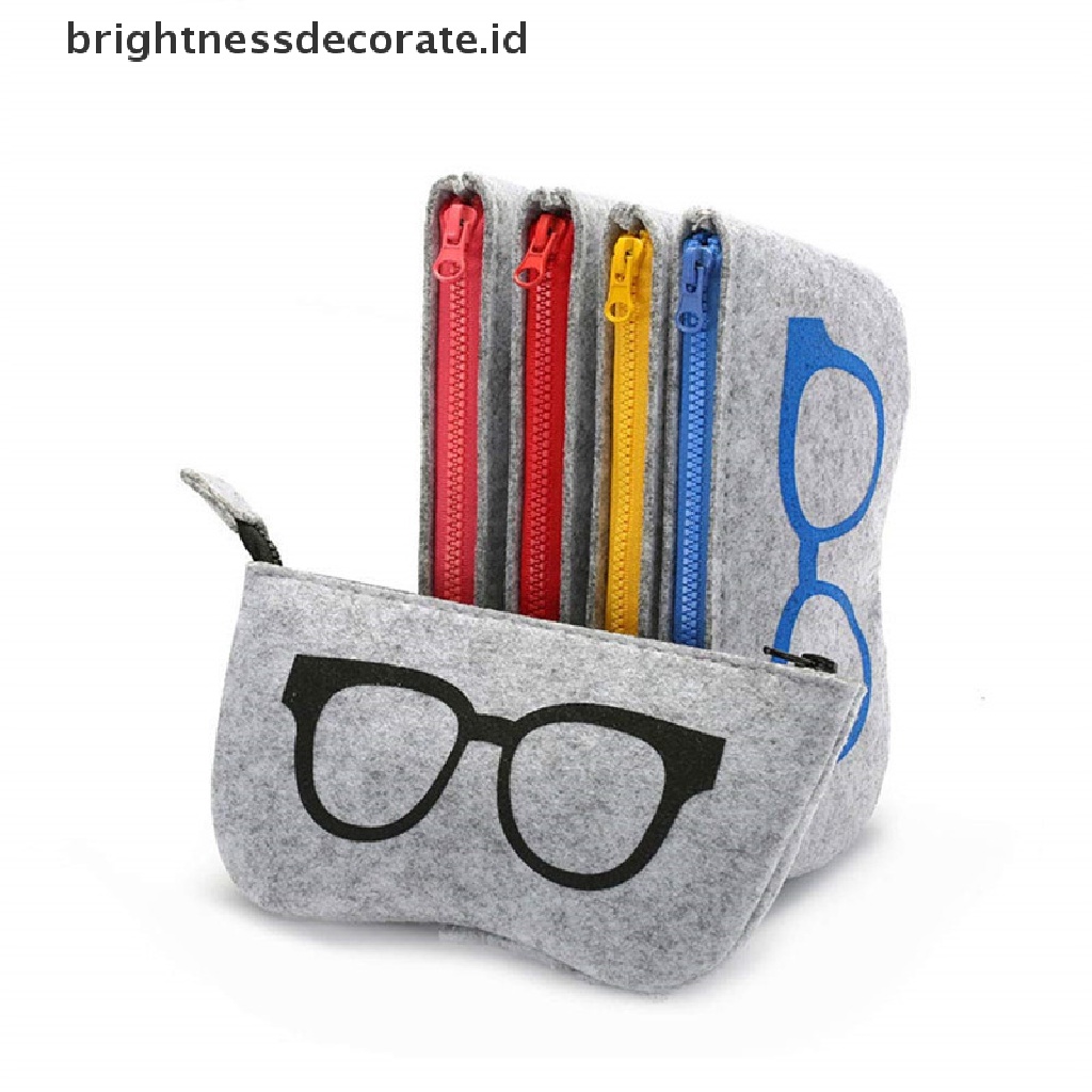 [Birth] Felt Glasses Case Bag Sunglasses Case Box Portable Lembut Resleting Pelindung Kacamata [ID]