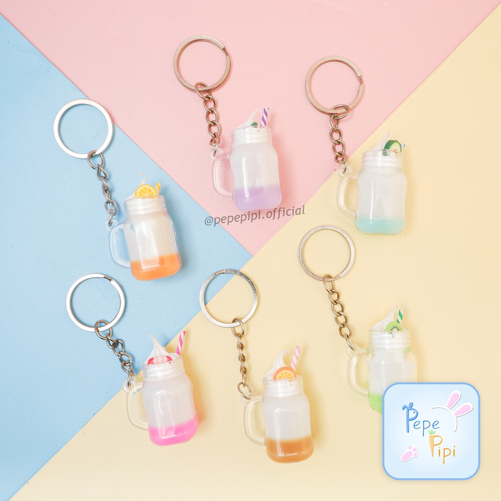 Gantungan Kunci Resin Drink Fruity Float Ganci Keychain Hiasan Tas karet Gantung Hiasan Aksesoris Ice cream es krim