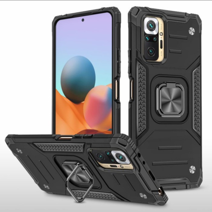 Casing Xiaomi Redmi Note 10 10S Hard Case Hybrid Penahan Cincin Panel