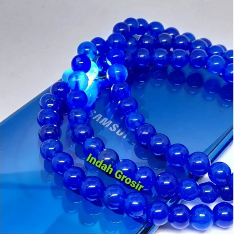 TASBIH BATU BLUE JADE KRISTAL 10MM 99BUTIR