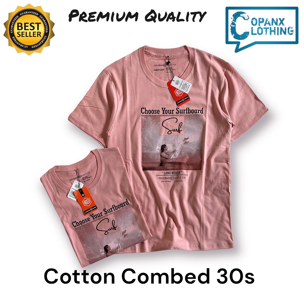 Kaos Pria Wanita Distro Dewasa Original 100% Premium Branded Escobar Motif Surfing Keren Kekinian Terbaru 20203 Import Ukuran M L XL XXL Jumbo Lengan pendek Bahan Cotton combed 30s